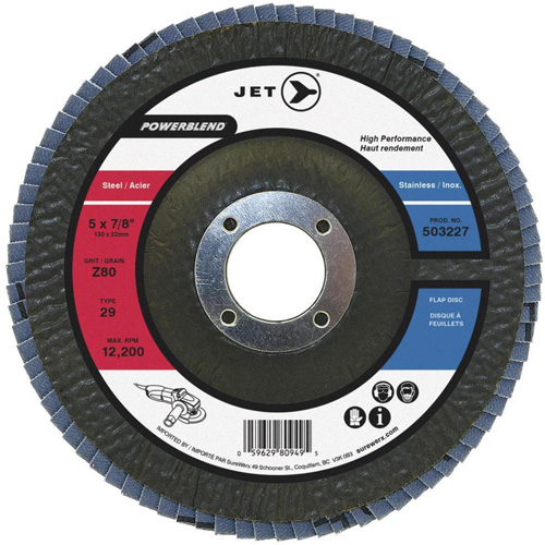 PowerBlend Flap Disc, 7" x 7/8", Type 29, Z60 Grit, Zirconia Alumina Fastek