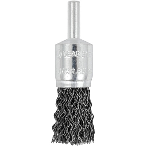 E050-20 Shaft Mounted Crimped End Brush, 1/2", 0.02" Fill, 1/4" Shank Fastek