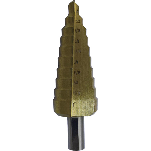 JET-KUT&reg; Super Premium M35 Step Drill, 3/16" - 1/2" , 1/16" Increments, High Speed Steel Fastek