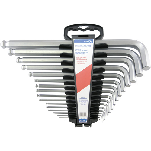 Jumbo Extra-Long Ball Nose Hex Key Set, 17 Pcs., Metric Fastek