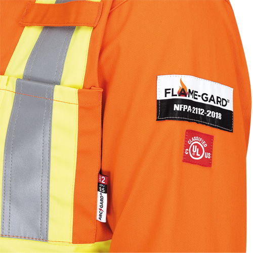 5555 High Visibility FR Rated & Arc Rated Safety Coveralls, Size 36, High Visibility Orange, 11 cal/cm² Fastek