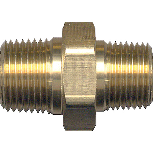 Hex Nipple, Brass, 3/4" x 1/2", NPT x NPT Fastek