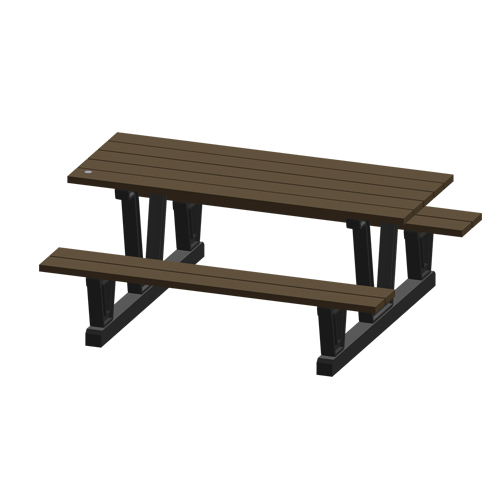 Recycled Plastic Outdoor Picnic Tables, 72" L x 60-5/16" W, Walnut Fastek