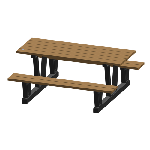 Recycled Plastic Outdoor Picnic Tables, 72" L x 60-5/16" W, Redwood Fastek