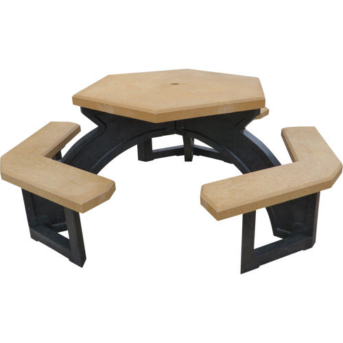 Recycled Plastic Hexagon Picnic Tables, 78" L x 78" W, Cedar Fastek