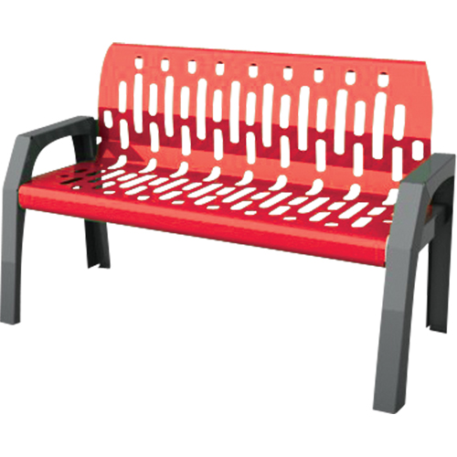 Stream Benches, Steel, 48" L x 25" W x 34" H, Red Fastek