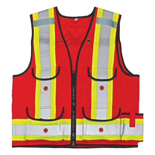 All-Trades 1000D&reg; Surveyor Safety Vest, Red, Large, Polyester Fastek