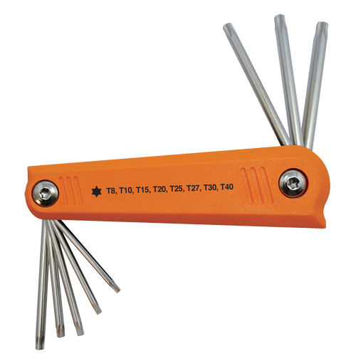 Folding Hex Key Set, 8 Pcs., Torx&reg; Fastek