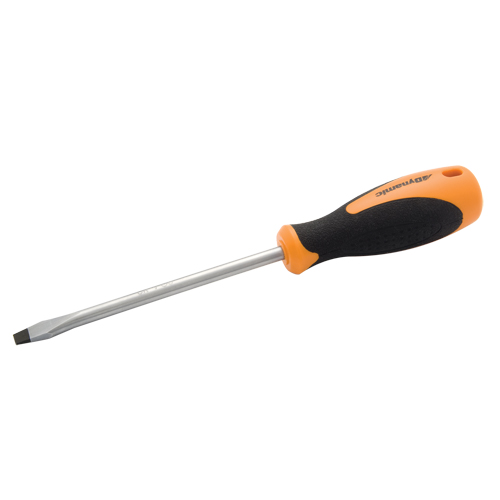 Slotted Screwdriver, 1/4" Tip, Round, 9-1/3" L, Cushion Grip Handle Fastek