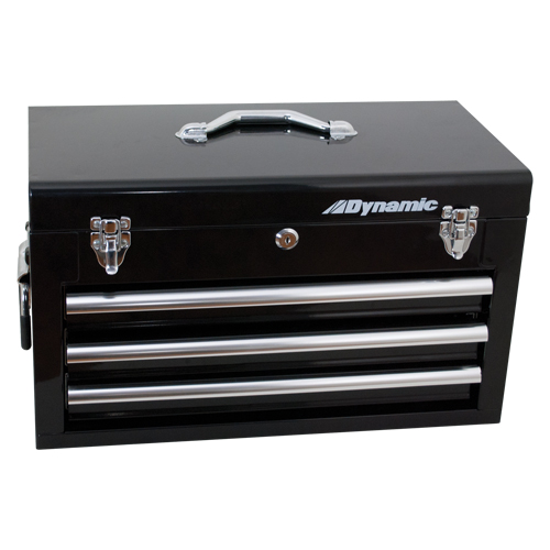 Hand Tool Box with Drawers, 10" D x 20" W x 12" H, Black Fastek