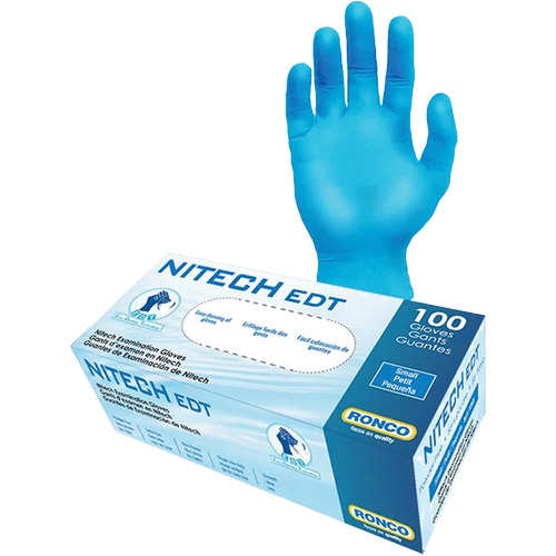 EDT&reg; Examination Gloves, Large, Nitech&reg;, 5-mil, Powder-Free, Blue, Class 2 Fastek