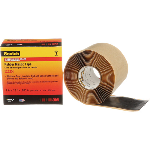 Ruban de mastic de caoutchouc 2228 Scotch, 50,8 mm (2") x 3 m (10'), Noir Fastek