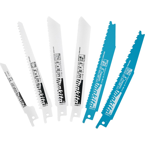 6-Piece Recipro Saw Blade Assortment Pack, Bi-Metal, 6-18 TPI, 6"/3-1/2" L x 3/4" W Fastek