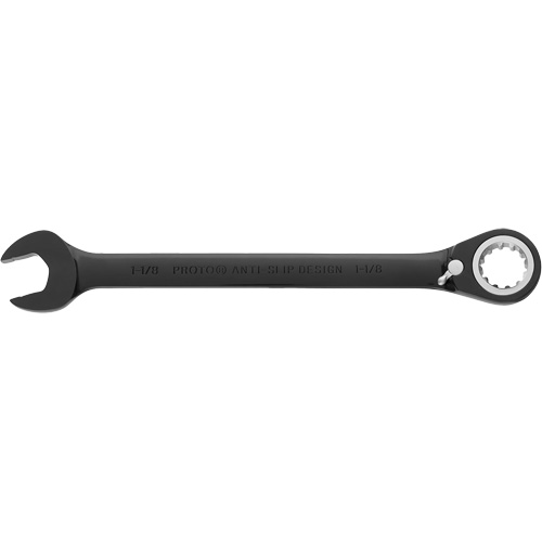 Reversible Combination Ratchet Wrench, 4/6/12 Point, 1-1/8", Black/Chrome Finish Fastek