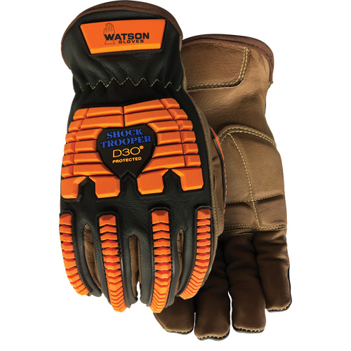 Drill Sergeant Impact Gloves, Large, Grain Leather Palm, Slip-On Cuff Fastek
