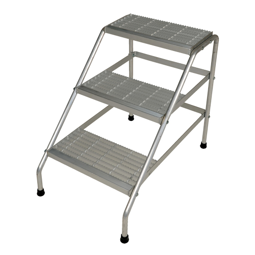 Aluminum Step Stand, 3 Steps, 34-9/16" x 22-13/16" x 30" High Fastek