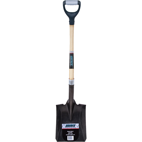 Heavy-Duty Square Shovel, Hardwood, Carbon Steel Blade, D-Grip Handle, 30" Long Fastek