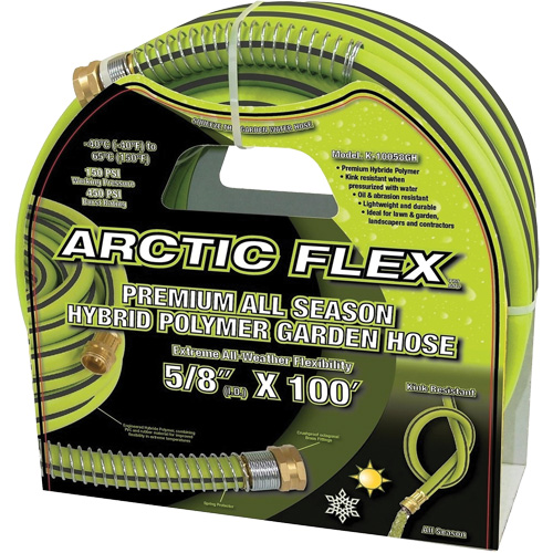 Premium Hybrid Polymer Garden Hose, PVC/Rubber, 5/8" dia. x 100' Fastek