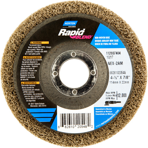 4-1/2X7/8 RAPID FINISH WHEEL NEX-2AM MED, 4-1/2" Dia., Medium Grit, Aluminum Oxide Fastek