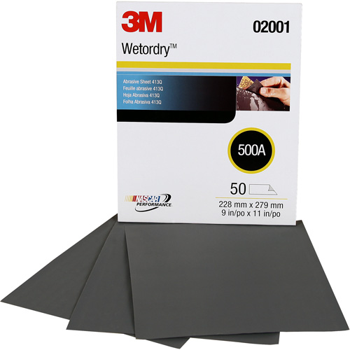 Wetordry Abrasive Sheet 411Q, 9" x11", 500 Grit, Silicon Carbide Fastek