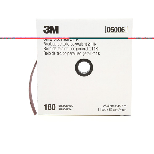 Utility Roll 211K, Aluminum Oxide, 1" W x 150' L, 180 Grit Fastek