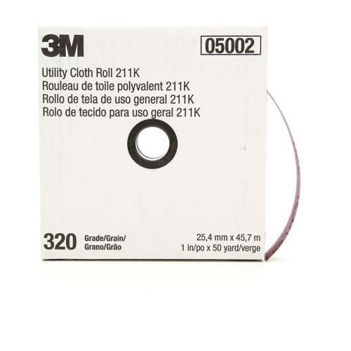 Utility Sanding Roll 211K, Aluminum Oxide, 1" W x 150' L, 320 Grit Fastek