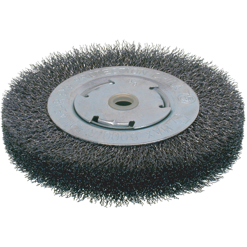 Economy Crimped Wire Wheel Brushes - Wide Face, 8" Dia., 0.014 Fill, 2" Arbor Fastek