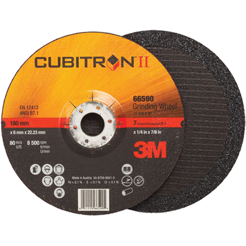 Cubitron II Depressed Centre Grinding Wheels, 4" x 1/4", 3/8" Arbor, Type 27 Fastek