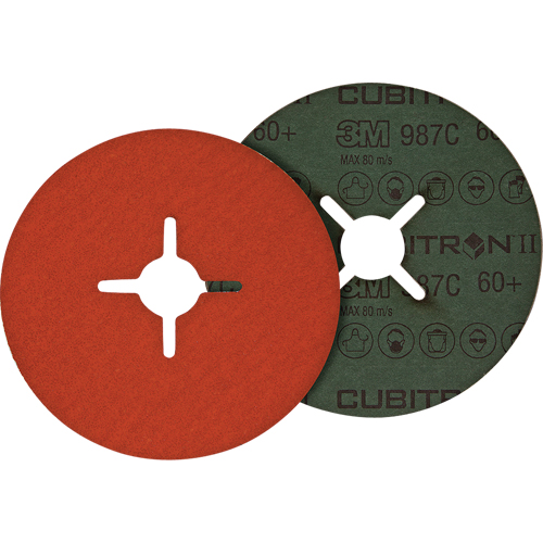 Cubitron II Fibre Discs - 987C, Ceramic Grain, 80+, 7" Dia x 7/8" Arbor Fastek
