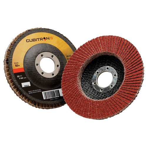 Cubitron II Flap Disc 967A, 5" x 7/8", Type 29, 40+ Grit, Ceramic Fastek