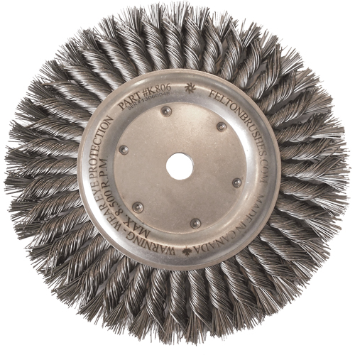 Wire Wheel Brushes, 8" Dia., 0.014" Fill, 5/8"-11 Arbor, Steel Fastek