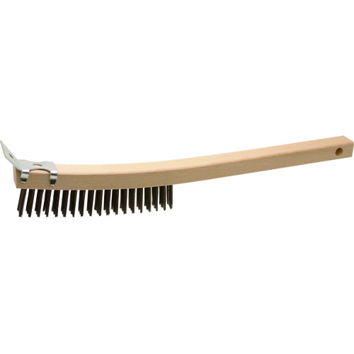 Brosse de nettoyage avec racloir, Acier, 3 x 19 rangs de fils, Longueur 13" Fastek