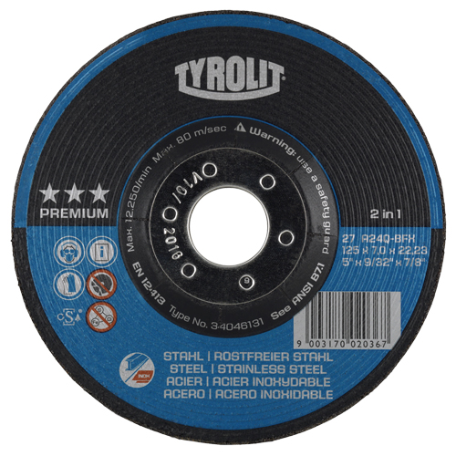 2-IN-1 Performance Plus Grinding Disc, 7" x 9/32", 7/8" Arbor, Type 27 Fastek