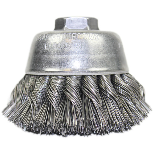 Knot Wire Cup Brush, 3-1/2" Dia. x 5/8"-11 Arbor Fastek