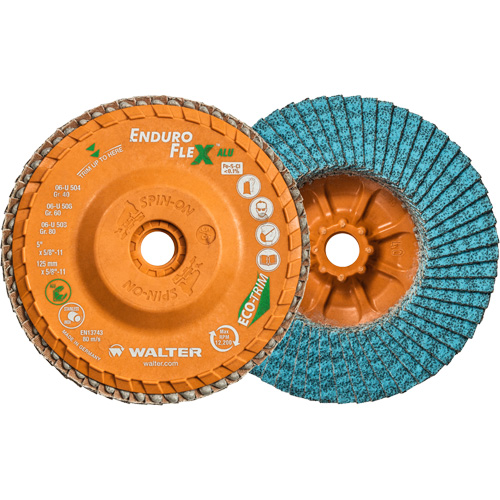 Enduro-Flex Alu Spin-On Flap Disc, 5" x 5/8"-11, Type 27, 40 Grit, Zirconia Alumina Fastek