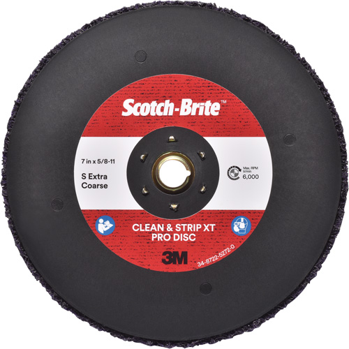 Disque  Clean and Strip  XT Pro Scotch-Brite, 7" dia., Grain Extra grossier, Carbure de silicium Fastek