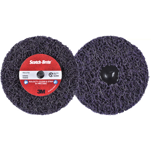 Scotch-Brite Roloc+ Clean & Strip XT Pro Disc, 4" Dia., Extra Coarse Grit, Silicon Carbide Fastek