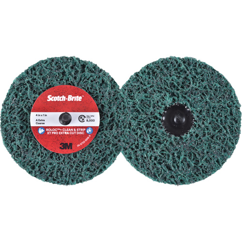 Scotch-Brite Roloc+ Clean & Strip XT Pro Extra Cut Disc, 4" Dia., Extra Coarse Grit, Aluminum Oxide Fastek
