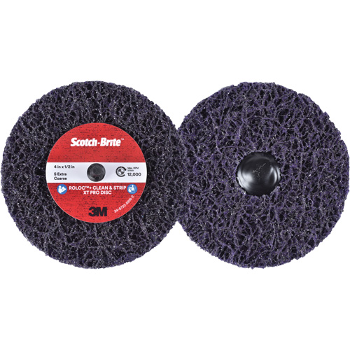 Scotch-Brite Roloc+ Clean & Strip XT Pro Disc, 4" Dia., Extra Coarse Grit, Silicon Carbide Fastek