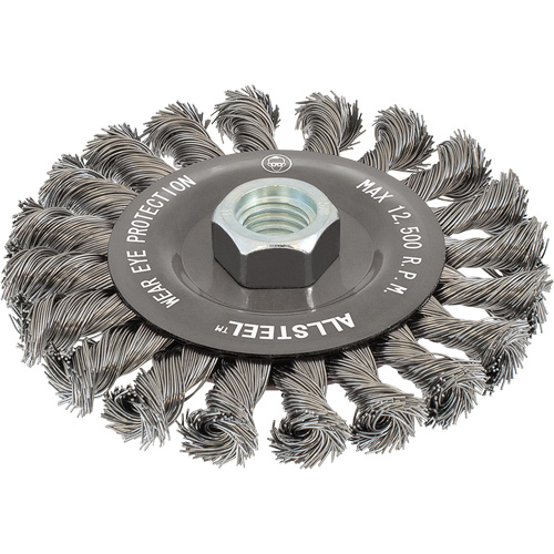 AllSteel Wire Brush, 5" Dia., 0.02" Fill, 5/8"-11 Arbor, Steel Fastek