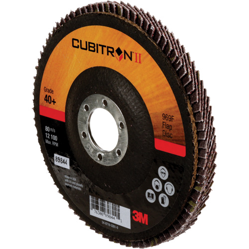 Cubitron II 969F Flap Disc, 5" x 7/8", Type 27, 40+ Grit, Ceramic Fastek