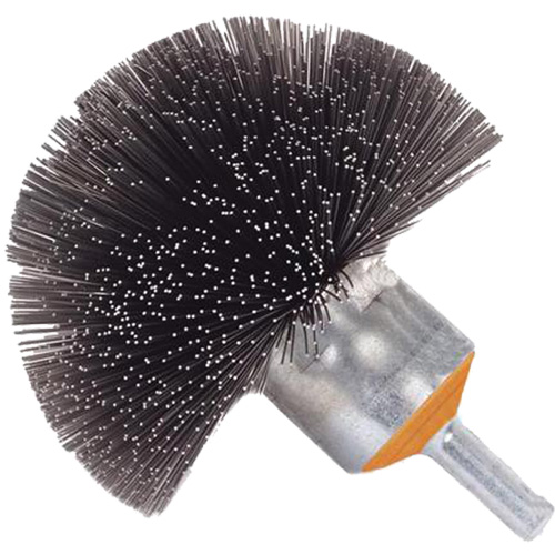 Brosse sph&eacute;rique mont&eacute;e &agrave; fils cr&ecirc;p&eacute;s, 1-1/2", Fils 0,008", Tige 1/4" Fastek