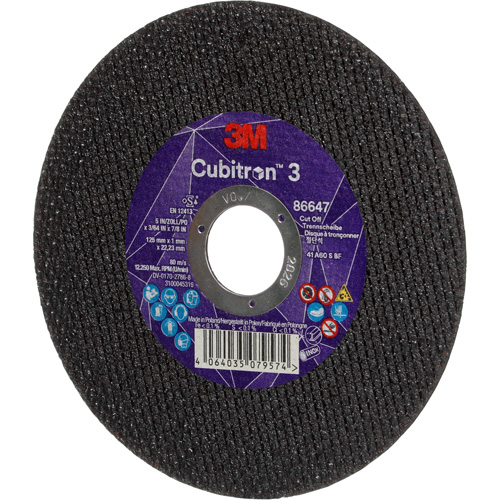Cubitron 3 Cutting Disc, 5" x 9/32", 3/8" Arbor, Type 41 Fastek