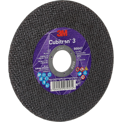 Cubitron 3 Cutting Disc, 5" x 9/32", 3/8" Arbor, Type 41 Fastek