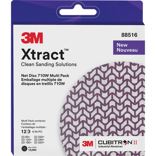 Xtract Cubitron II Net Disc 710W Multi Pack, 6" Dia., 80+/120+/240+/220+/320+/180+ Grit, Ceramic Fastek