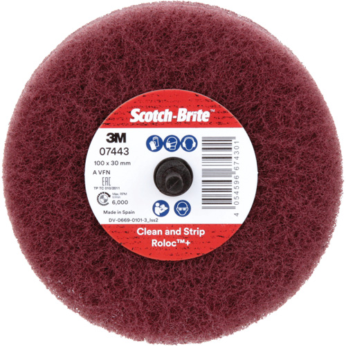 Roue de ponçage &agrave; usage g&eacute;n&eacute;ral Scotch-Brite Roloc Plus, 4" dia. Fastek