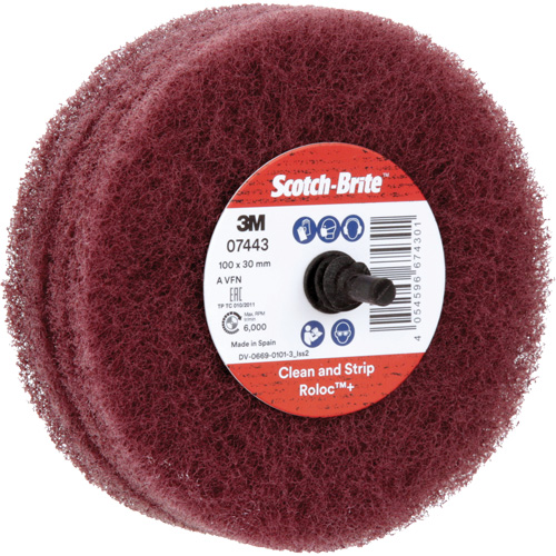 Roue de ponçage &agrave; usage g&eacute;n&eacute;ral Scotch-Brite Roloc Plus, 4" dia. Fastek