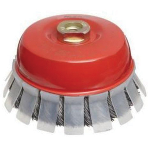 Knotted Wire Cup Brush with Protective Guard, 2-3/4" Dia. x 5/8"-11 Arbor Fastek