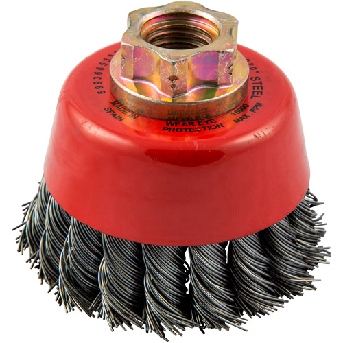 Knotted Wire Cup Brush, 2-3/4" Dia. x 5/8"-11 Arbor Fastek