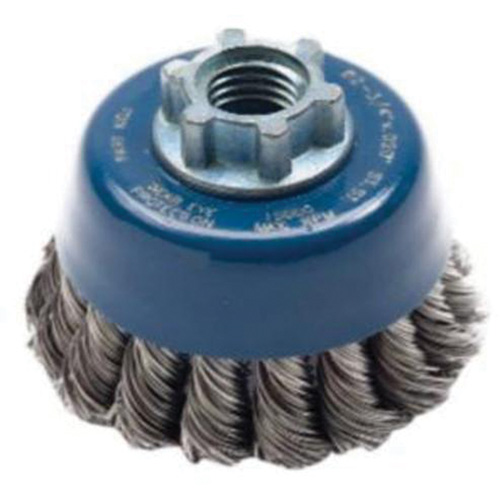 Knotted Wire Cup Brush, 2-3/4" Dia. x 5/8"-11 Arbor Fastek